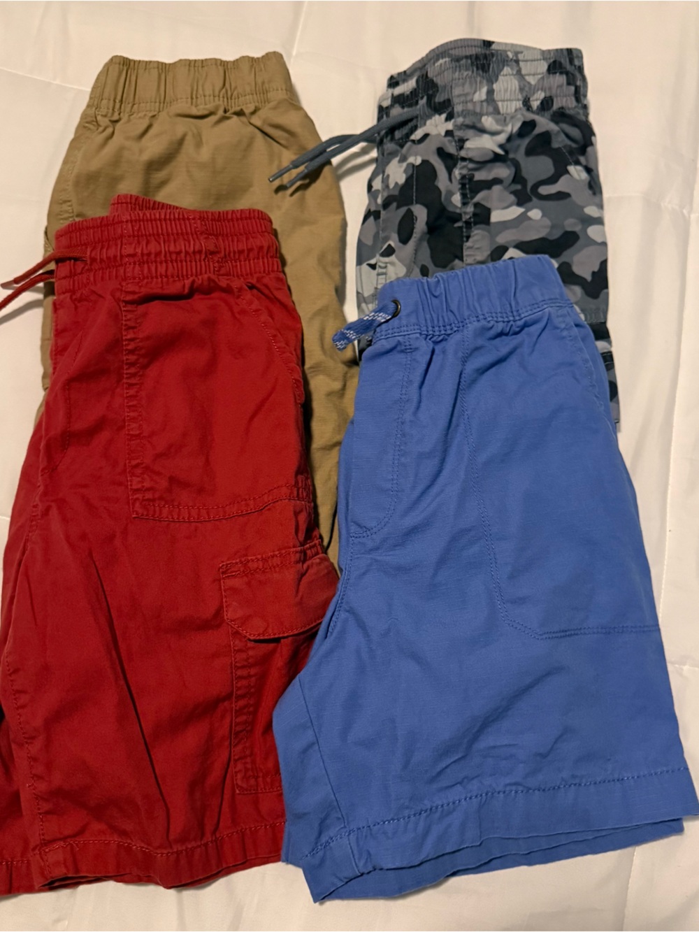 Kids Elastic-Waist Drawstring Cargo Pants - Blue Size 10